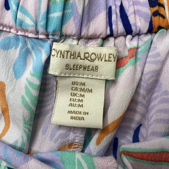 Cynthia Rowley M Women’s Tiger Print Pajama Set Button Up Top Drawstring Shorts - Picture 3 of 7